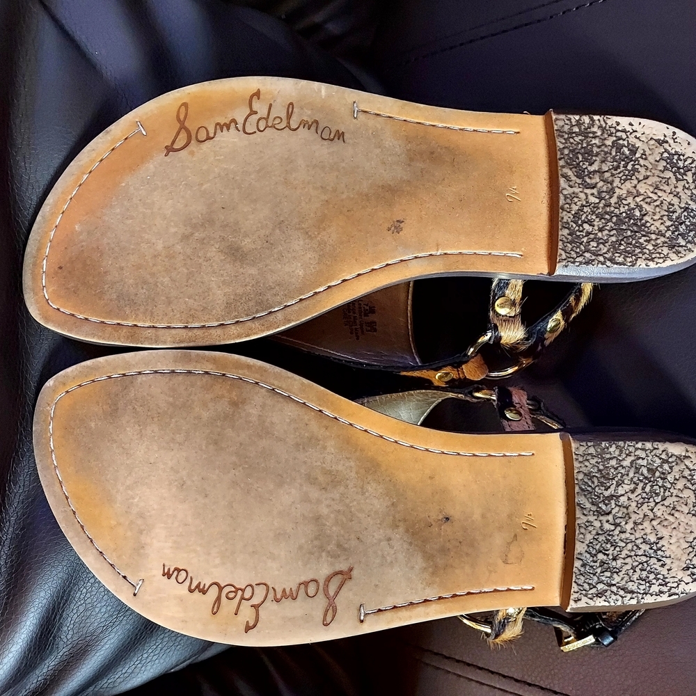 Sam EDELMAN Leopard Print CALF HAIR Sandals - Picture 2 of 3